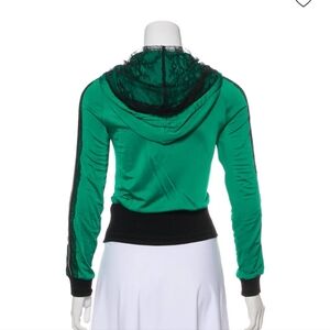 Roberto Cavalli Lace- Crop Hooded  Jacket  XS It 38 Emerald Green Color